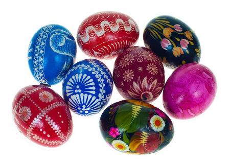 A painted East European wooden Easter Egg の写真素材
