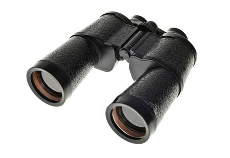 Black binoculars details on white backgroundの写真素材