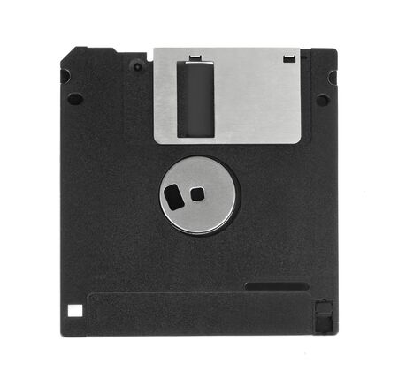 Black 5 25 inches floppy disk isolated on a white backgroundの写真素材