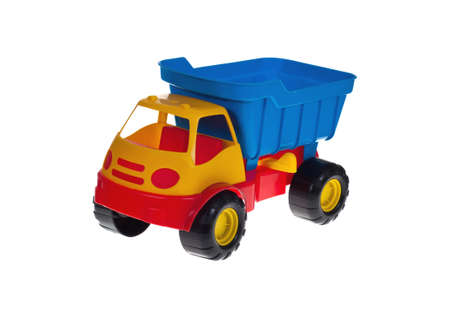 Toy car truck isolated on white backgroundの写真素材