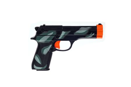 Plastic toy gun isolated on a white background. の写真素材