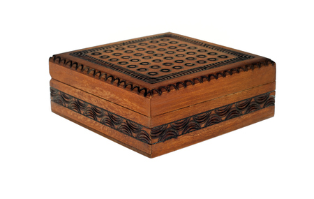 Wooden box decorated with an ornament of straw, の写真素材