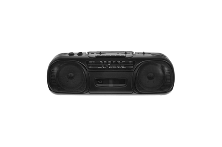 Radio cassette recorder with CD isolated on whiteの写真素材