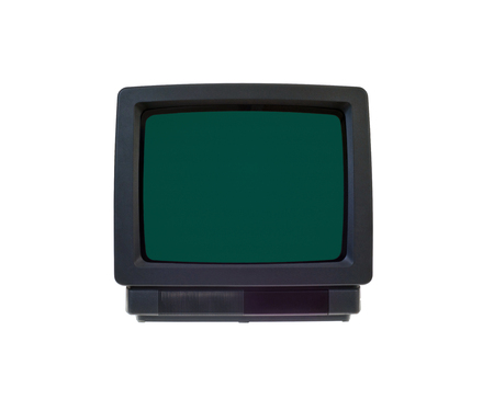 Small TV set isolated in white backgroundの写真素材