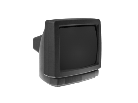 Small TV set isolated in white backgroundの写真素材