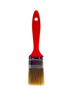 Paint brush with red handle isolated on white background.の写真素材