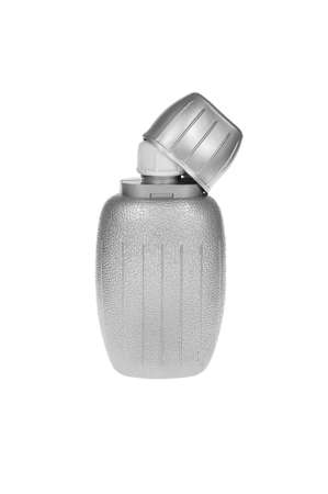 Aluminum canteen isolated on white background.の写真素材