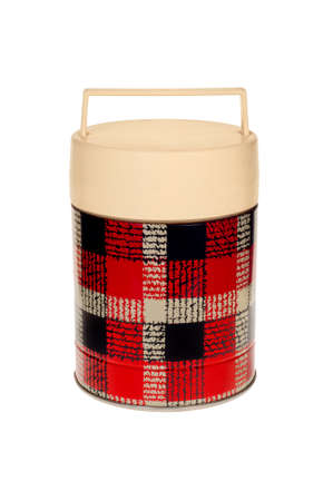 Old thermo bottle on white backgroundの写真素材