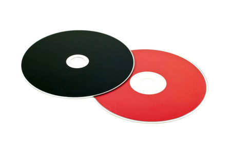 Two cd isolated over white background.の写真素材
