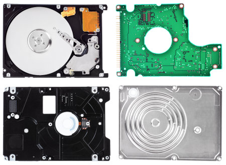 Hard disk drive HDD isolated on white background with soft shadow.の写真素材