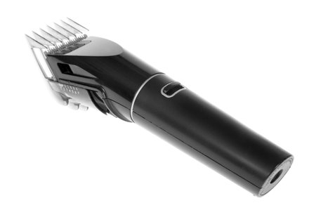 Trimmer for a hairstyle of hair close up on a white backgroundの写真素材