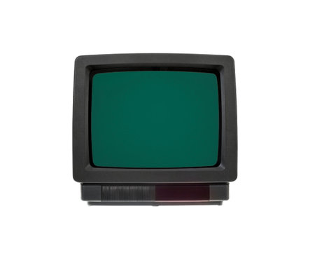 Small TV set isolated in white backgroundの写真素材