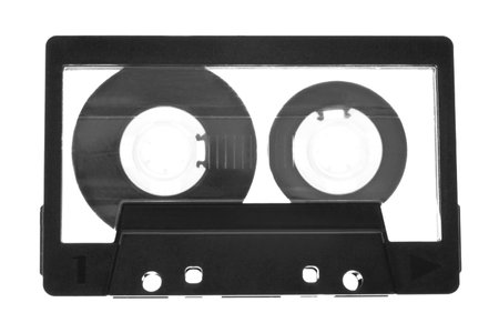 Audio cassette (tape) isolated on white backgroundの写真素材