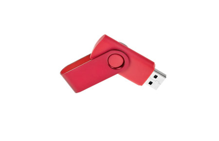 Red stylish USB flash drive memoryの写真素材
