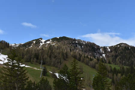 Beautiful alpine scenery in Malbun in Liechtenstein 4.5.2020の写真素材