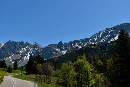 Fantastic panorama to the Alpstein mountains in Switzerland 7.5.2020の写真素材