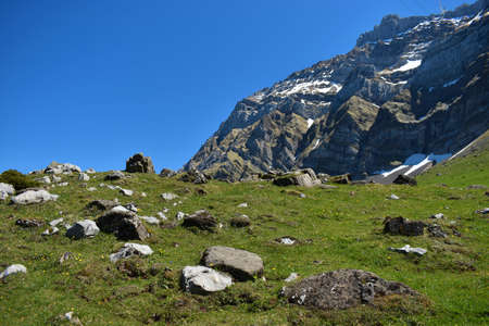 Fantastic panorama to the Alpstein mountains in Switzerland 7.5.2020の写真素材