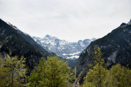 Fantastic alpine scenery at the Klausenpass in Switzerland 8.5.2020の写真素材