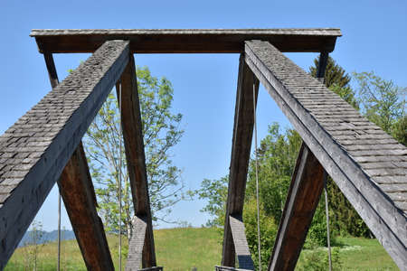 Stylish bridge over a part of the Sihlsee in Switzerland 18.5.2020