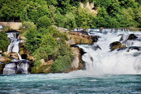 Visiting the amazing rhine falls near Schaffhausen in Switzerland 20.5.2020の写真素材