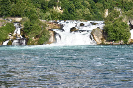 Visiting the amazing rhine falls near Schaffhausen in Switzerland 20.5.2020の写真素材