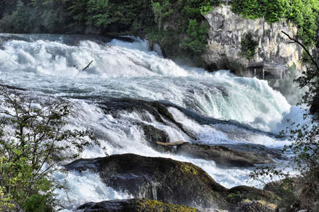 Visitation at europes greatest waterfalls near Schaffhausen in Switzerland 20.5.2020の写真素材