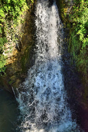 Splashing tiny waterfall at the rhine falls in Switzerland 20.5.2020の写真素材