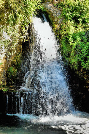 Splashing tiny waterfall at the rhine falls in Switzerland 20.5.2020の写真素材