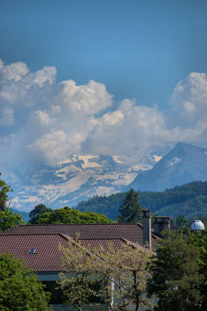 Fantastic panorama view to the popular alps around Bern in Switzerland 21.5.2020のeditorial素材