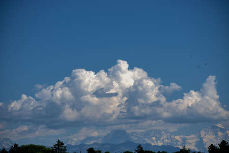 Fantastic panorama view to the popular alps around Bern in Switzerland 21.5.2020のeditorial素材