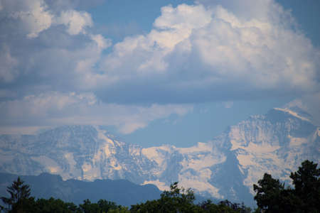 Fantastic panorama view to the popular alps around Bern in Switzerland 21.5.2020のeditorial素材