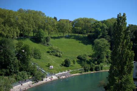 Aare river flows through the city of Bern in Switzerland 21.5.2020のeditorial素材