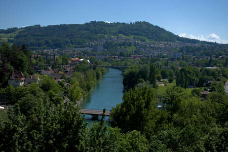 Aare river flows through the city of Bern in Switzerland 21.5.2020のeditorial素材