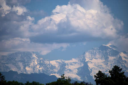 Fantastic panorama view to the popular alps around Bern in Switzerland 21.5.2020のeditorial素材