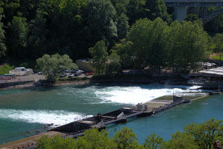 Aare river flows through the city of Bern in Switzerland 21.5.2020のeditorial素材