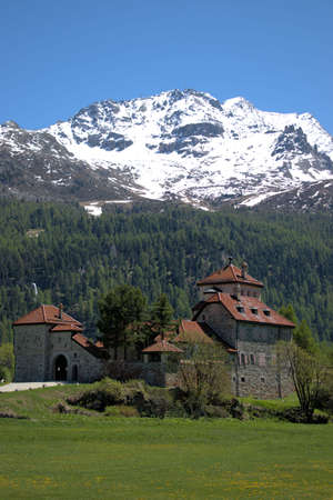 Alpine region,in Silvaplana in Switzerland on a sunny day 27.5.2020のeditorial素材