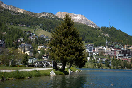 Spring time and lovely feelings at the lake of Saint Moritz in Switzerland 27.5.2020