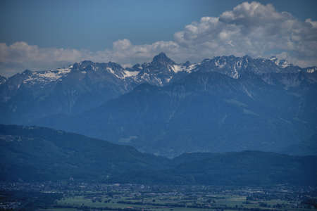 Amazing scenery over the rhine valley in Switzerland 1.6.2020の写真素材
