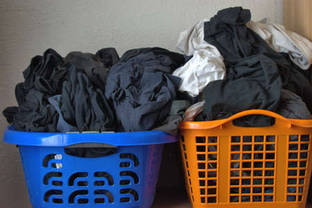 Smelly clothes collected in a basket for washing 11.6.2020の写真素材