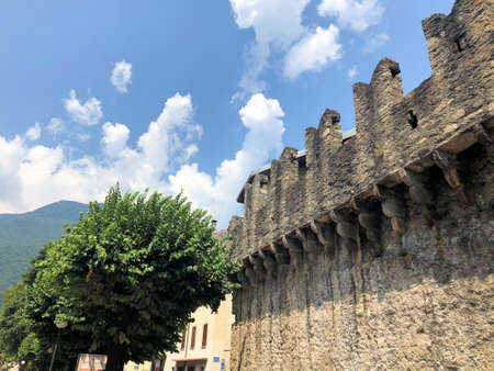 Old protection wall in the center of Bellinzona in Switzerland 30.7.2020のeditorial素材