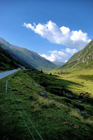 Alpine scenery at the Lukmanierpass in Switzerland 30.7.2020の写真素材