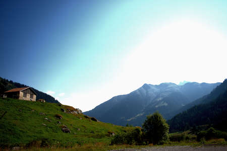 Alpine scenery at the Lukmanierpass in Switzerland 30.7.2020の写真素材