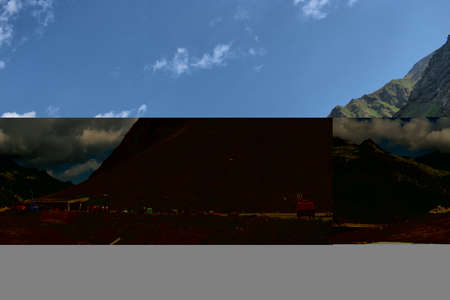 Alpine scenery at the Lukmanierpass in Switzerland 30.7.2020