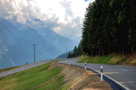 Road trip across the alpine San Bernardinopass in Switzerland 30.7.2020の写真素材