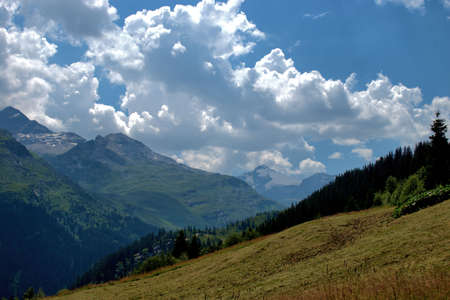 Summer feelings in the alps in Vals in Switzerland 31.7.2020の写真素材
