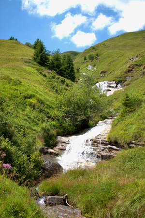 Small river in the mountains in Vals in Switzerland 31.7.2020の写真素材