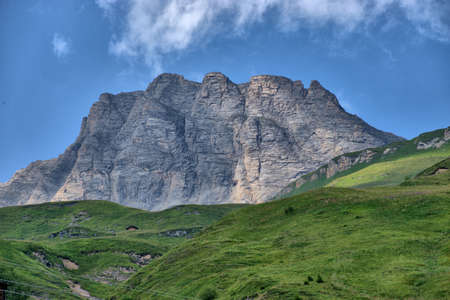 Fantastic view to a summit in Vals in Switzerland 31.7.2020の写真素材
