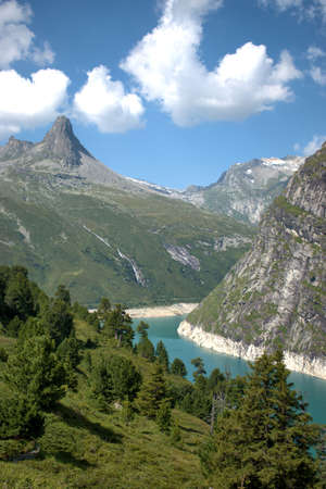 Idyllic alpine lake at the mount Zervreila in Switzerland 31.7.2020の写真素材