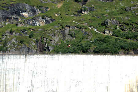 Dam construction in the alps in Zervreila in Switzerland 31.7.2020の写真素材