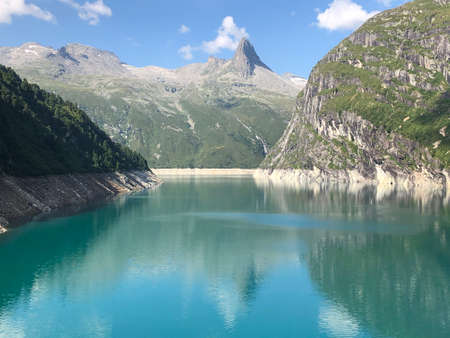 Idyllic alpine lake at the mount Zervreila in Switzerland 31.7.2020の写真素材